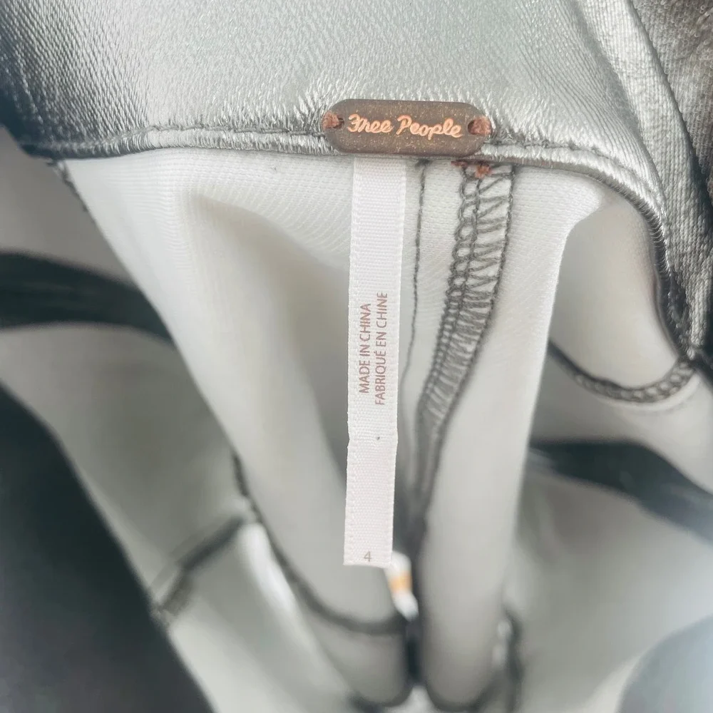 Free People Metallic Silver Mini Skirt